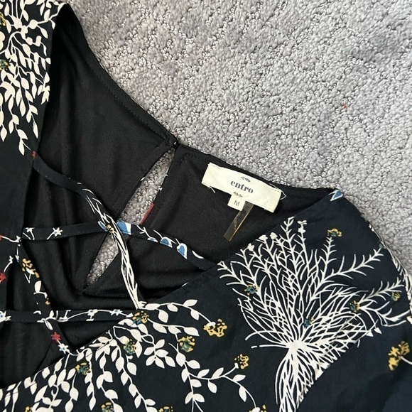 Entro Long Sleeve Black Floral Print Mini Dress - Picture 2 of 5